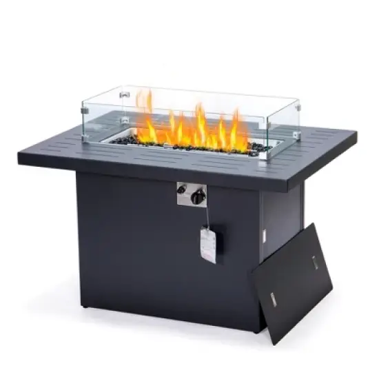 LeisureMod Chelsea Modern Aluminum Patio Propane Fire Pit Table &ndash; Outdoor Heating Table for Patio, Deck, Balcony, Backyard, and Garden Spaces image {3}