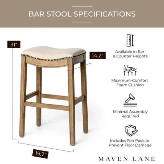 Maven Lane Adrien Backless Saddle Kitchen Bar Stool image {4}