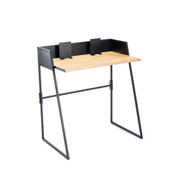 2pc Aero Desk Set Natural - Boraam: Compact, Mid-Century Modern, 36" Width, Metal Frame image {1}