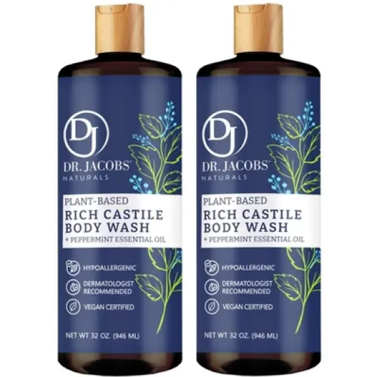 DR.JACOBS NATURALS Natural Plant-Based Castile Peppermint Body Wash-Hypoallergenic-Dermatologist tested-Sulfate-Free image {10}