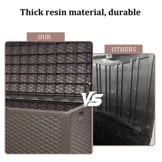 Extra Thin 80 Gallon Resin Deck Box, Heavy Duty Storage Box for Pool Accessories, Patio Furniture, Cushions and Garden Tools image {5}