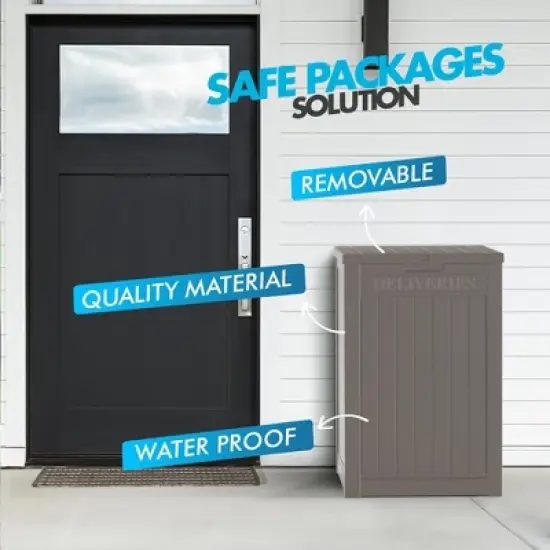 Sersper 48 Gallon Multi-Purpose Lockable Trash, Storage & Parcel Drop Box, Waterproof Resin, Brown (6 Pack) image {3}