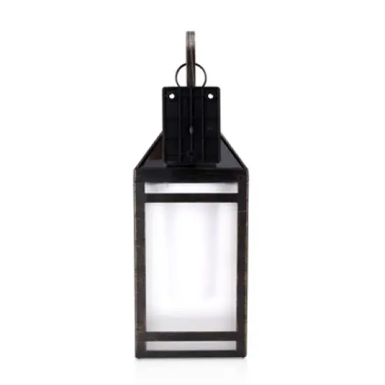Solar Portable Hanging Outdoor Lantern with Hanger and Flame/Still Light Black - Techko Maid image {3}