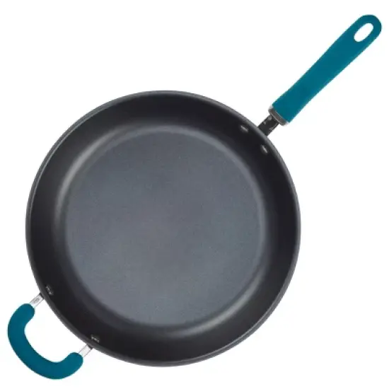 Rachael Ray Create Delicious 12.5" Hard-Anodized Aluminum Nonstick Deep Skillet Teal Handle image {1}