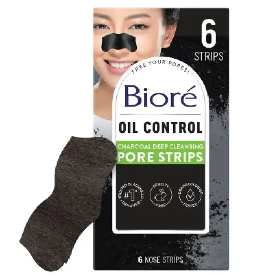 Biore Oil Control Charcoal Deep Cleansing Blackhead Remover Nose Pore Strips - 6ct image {8}
