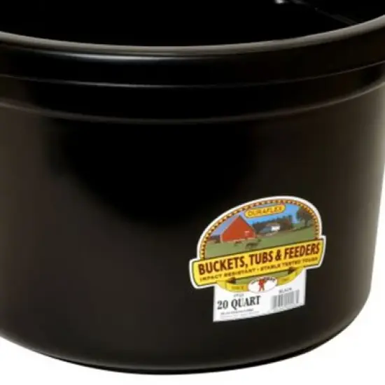 Little Giant 20 Quart Heavy Duty Mountable Plastic Fence Feeder Bucket for Feeding Small Livestock and Pets at Home or Farm, Black image {4}