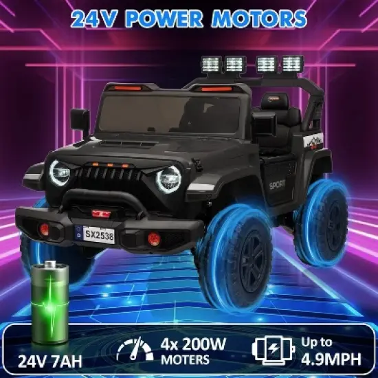 24V Power Wheel 2 Seater Kids Ride On Car,Parent Remote Control,4WD 800W Motor,3 Adjustable Speeds for Ages 3+ image {6}