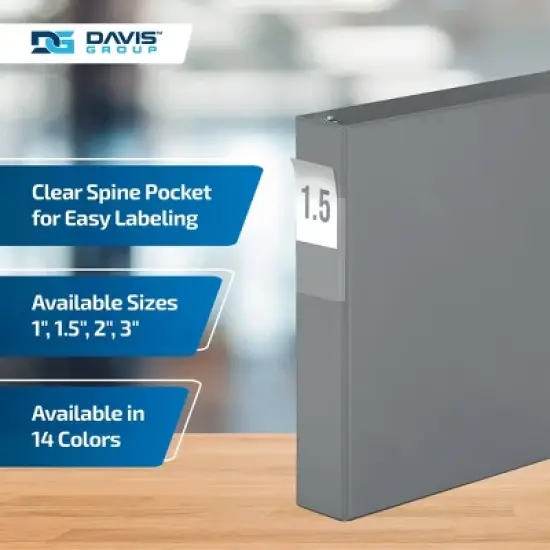 Davis Group 6pk 1.5" Premium Economy Angled D-Ring Binder Gray: Hard Cover, 350 Sheet Capacity, 2 Pockets, Polypropylene image {4}