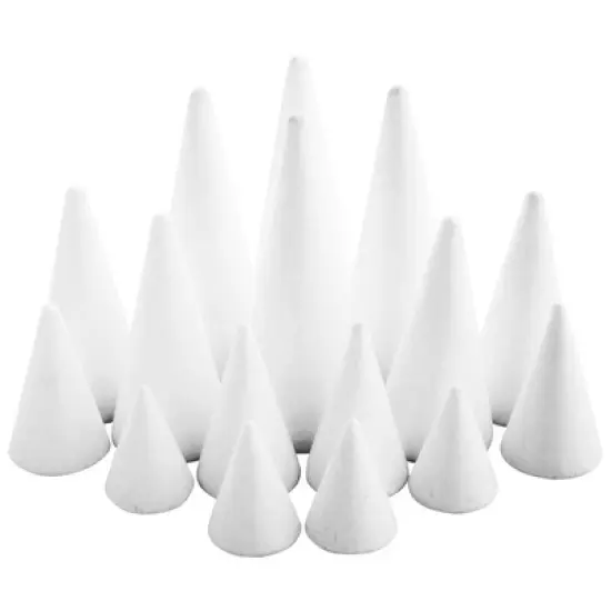 Bright Creations 16 Pack Foam Cones for Crafts, 4 Assorted Sizes for Holiday Decorations, Handmade Gnomes (White, 2.2-6 In) image {8}