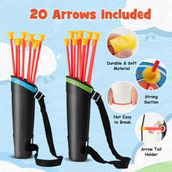 Costway 2-Pack Bow and Arrow Set for Kids LED Light Up Archery Toy with 20 Suction Arrows image {7}