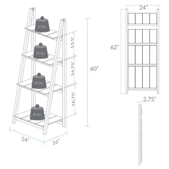 60" Folding Slatted Bookcase-4 Shelf image {5}