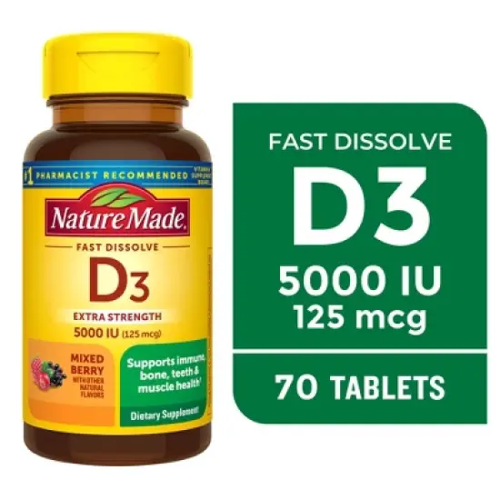 Nature Made D3 Fast Dissolve Vitamin D Tablets - 70ct image {8}