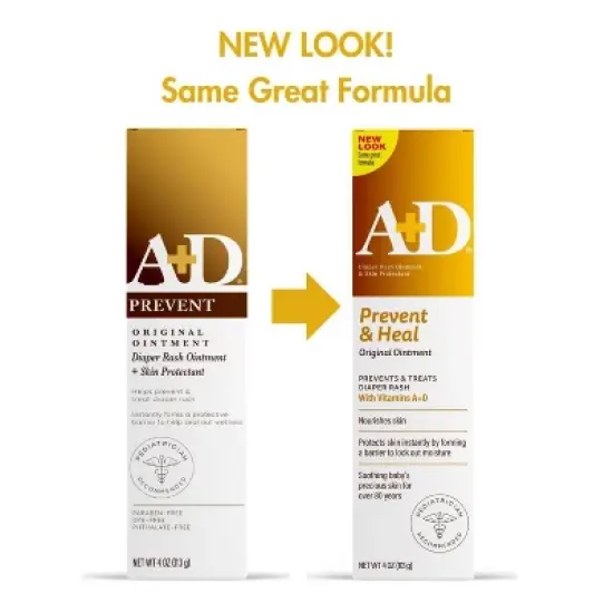 A + D Baby Diaper Rash Ointment, Baby Protectant with Vitamins A and D - 4oz image {2}