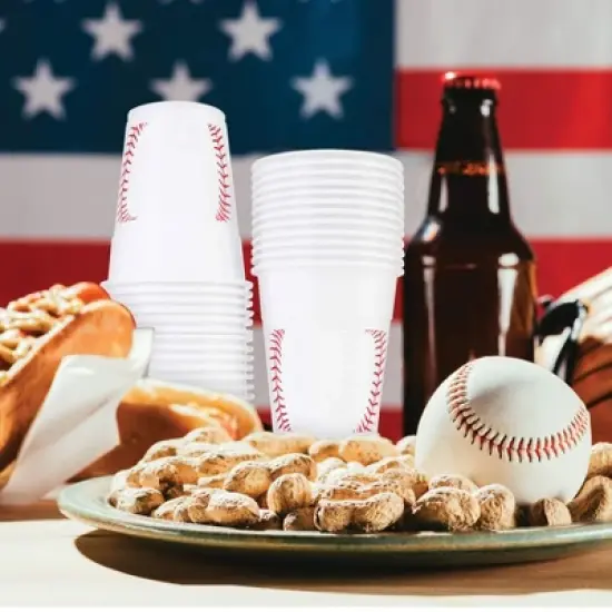 Neliblu Plastic Baseball Party Cups - Pack of 30 image {3}