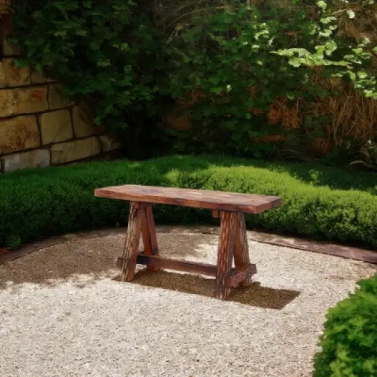 Royal Hampton Wooden Garden Patio Bench With Retro Etching image {1}