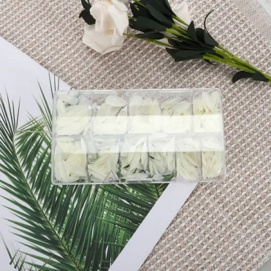 Unique Bargains Women's Full Coverage Almond Fake Nails Beige 1 Set image {4}