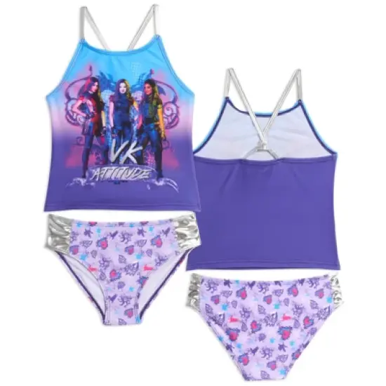 Disney Descendants Mal Evie Uma Girls Tankini Top and Bikini Bottom Swim Set Little Kid to Big Kid image {8}