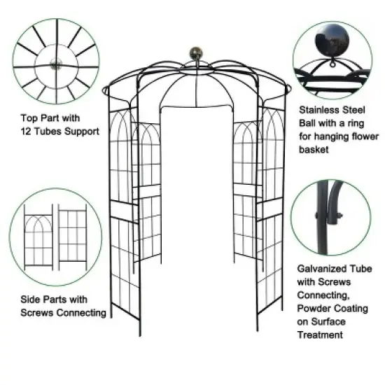 Metal Garden Arch Trellis, Birdcage-Shaped Pergola Arbour for Climbing Plants Like Roses, Vines, Clematis, Outdoor Climbers for Shade &ndash; Cuddlewood image {5}