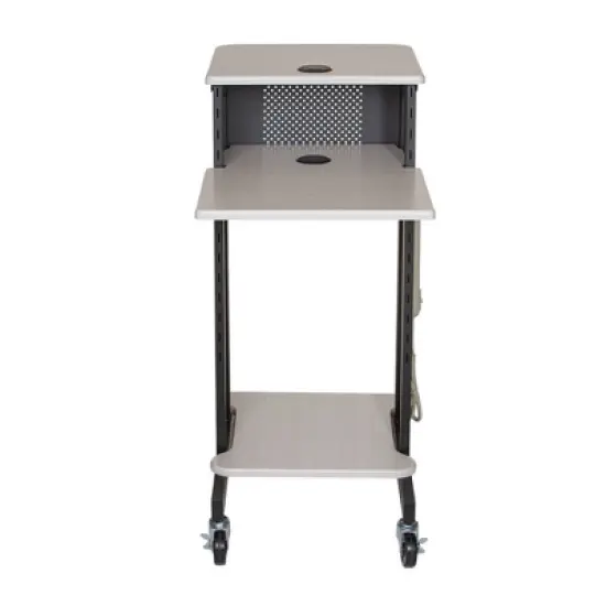 Premium Presentation Lecture Podium Cart Ivory Woodgrain/Black - Hampden Furnishings image {3}