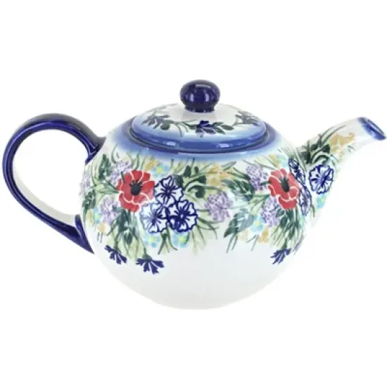 Blue Rose Polish Pottery 8C WR Unikat Large Teapot image {9}
