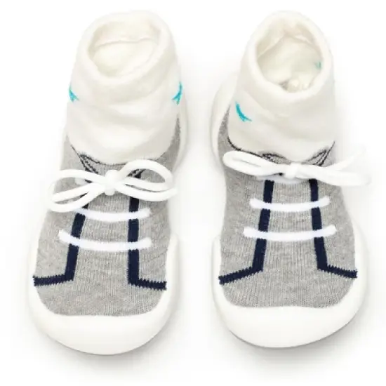 Komuello Baby Boy First Walk Sock Shoes String Grey image {9}