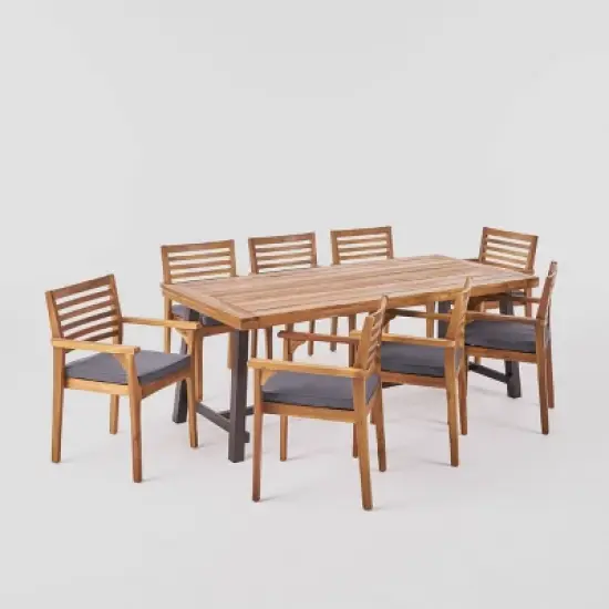 Atlantic 9pc Acacia Wood Dining Set - Christopher Knight Home image {6}