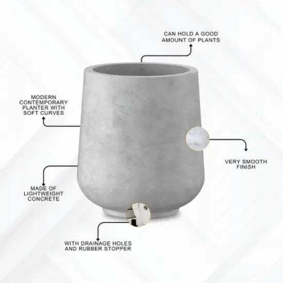 Rosemead Home & Garden, Inc. Concrete Outdoor Planter Pot Natural 13"x13" image {11}