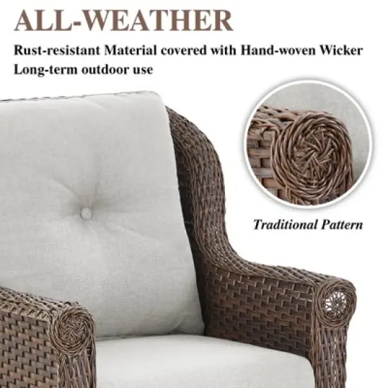 Outdoor Swivel Chair Wicker Patio Glider Chair High Back Swivel Chairs Set of 2 image {5}