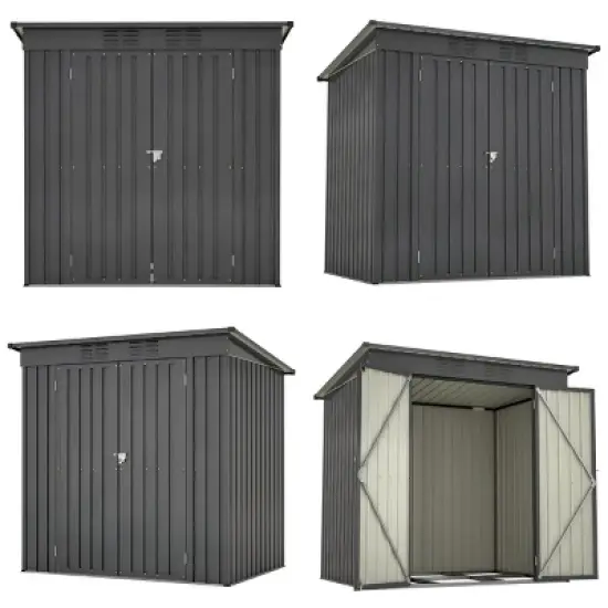 6x4 FT Metal Outdoor Storage Shed with Floor Frame, All-Weather Small Garden Tool Shed for Backyard or Lawn &ndash; Cuddlewood image {4}
