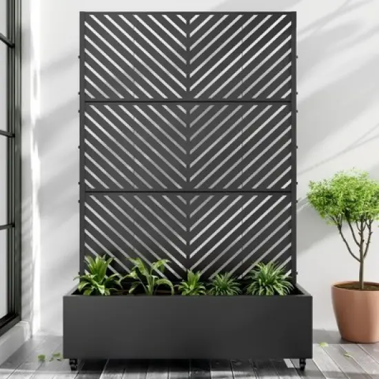 PexFix Outdoor Metal Trellis with Planter Box in Parallel Line Pattern image {6}