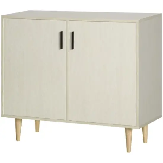 HOMCOM Modern Kitchen Storage Cabinet, Accent Sideboard with Adjustable Shelves and Wood Legs for Dining Living Room, Natural image {3}