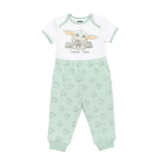 Star Wars The Child Baby Bodysuit Pants Bib and Hat 4 Piece Outfit Set Newborn to Infant image {7}