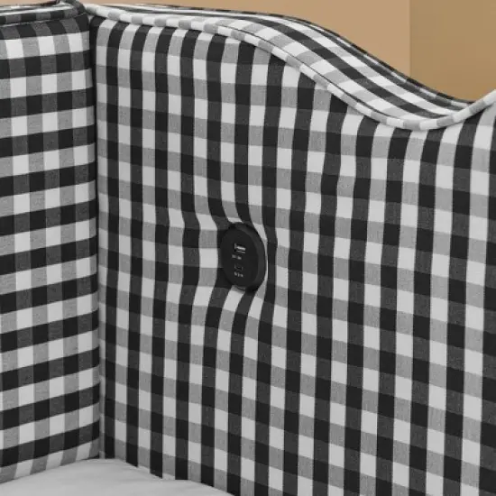 Lycvki Gingham Sofa with Trundle Twin Size Bed Frame No Mattress image {9}