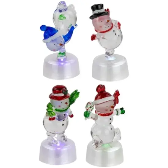 Northlight LED Lighted Color Changing Snowmen Acrylic Christmas Decorations - 4.25" - Set of 4 image {2}