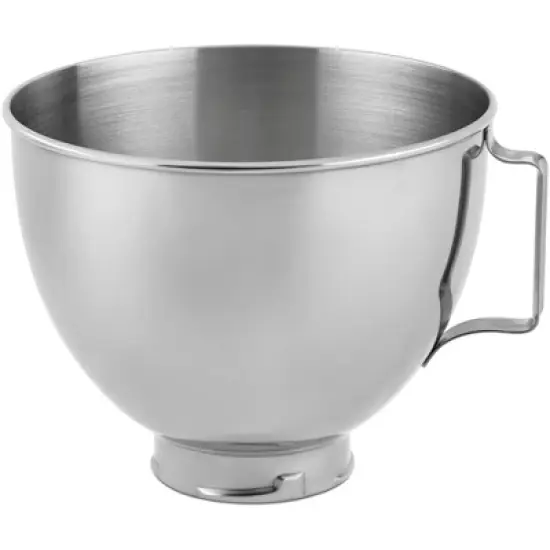 KitchenAid 4.5 Quart Polished Stainless Steel Mixer Bowl with Handle - K45SB: Dishwasher Safe, Silver, 8.75" Diameter image {3}