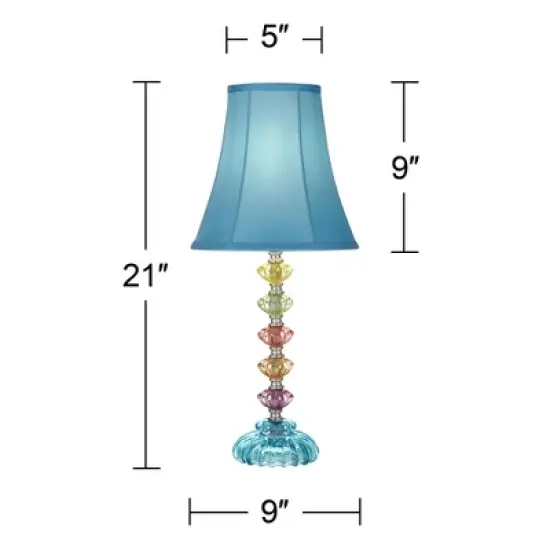 360 Lighting Bohemian Country Cottage Accent Table Lamp 21" High Teal Blue Stacked Glass for Bedroom Living Room Bedside Nightstand Office Kids Family image {5}