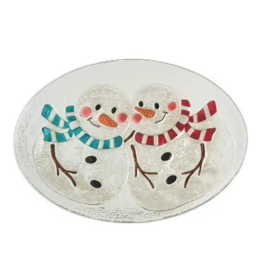 Transpac 18.5 in Multicolor Christmas Fused Snowman Platter Perfect for Holiday Serving and Festive Decor image {1}