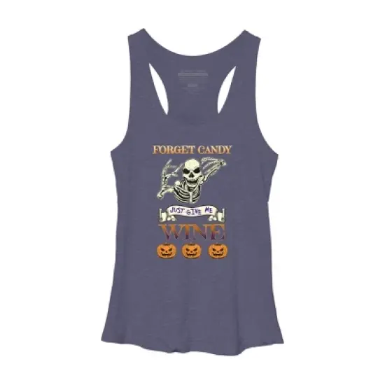 Women's Design By Humans Halloween Costume Forget Candy Just Give Me Wine Gift By TeeShirtMadness Racerback Tank Top image {3}