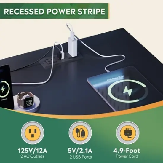 GALAXHERO 55-Inch L-Shaped Gaming Desk, Corner Computer Desk with Storage, Power Outlets & LED Lights, Office/Gaming Desk for Bedroom image {5}