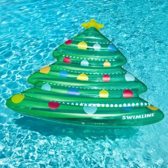 Swimline 70" Christmas Tree Inflatable Pool Mattress Raft image {1}
