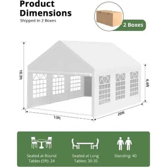 Party Tent Heavy Duty, Large Wedding Tent Event Shelter with Removable Sidewalls, Outdoor Steel Carport, Commercial Tents for Birthday Party image {7}