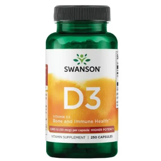 Swanson Vitamin D3 - Higher Potency, Promotes Bone Health & Immune Wellness, Helps Support Weight Management, 2,000 Iu (250 Capsules) image {6}