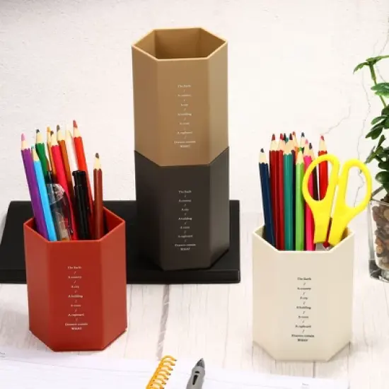 Unique Bargains Pencil Holder Plastic Hexagon Pen Cup Stationery Organizer for Office Desktop image {4}