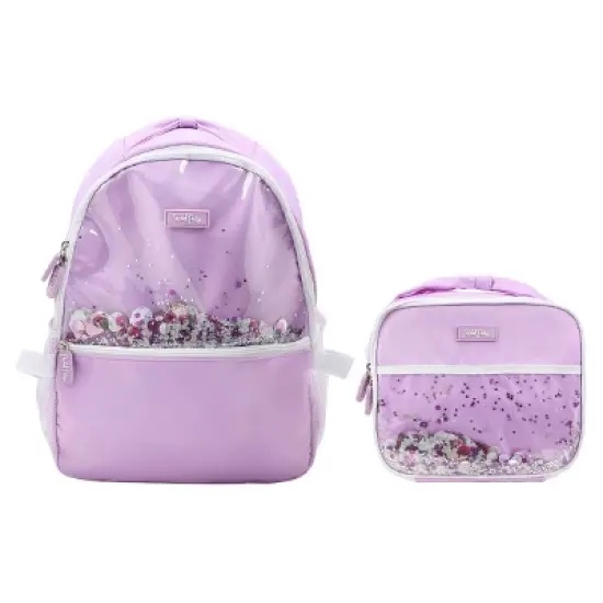 Packed Party Gold Confetti Purple 17" Backpack With Lunchbox image {7}