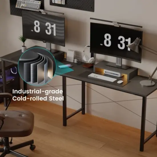 GTPLAYER Gaming Desk, L-Shaped Computer Office Desk, Movable Monitor stand image {5}