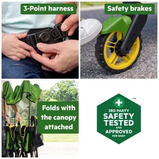 Bright Starts Pop 'N Ride Wagon with Sun Canopy - Green/Yellow image {3}