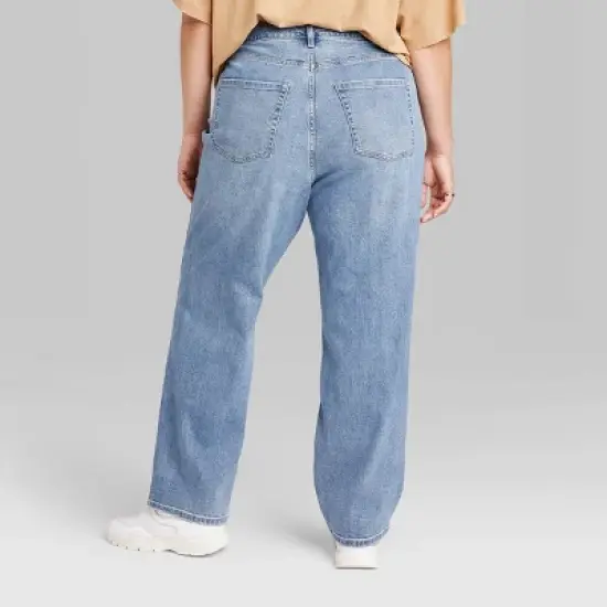 Women's Super-High Rise Distressed Straight Jeans - Wild Fable&trade; Medium Wash image {2}