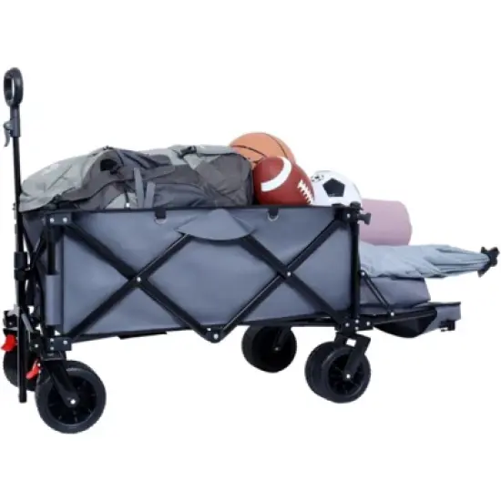 RISOKEYS Collapsible Utility Wagon,with 30% Expandable Tailgate,All-Terrain Beach Wheels,Adjustable Handle for Beach,Camping, Gardening,Outdoor image {10}