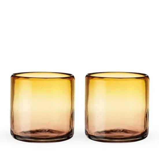 Twine Living El Ocaso Hand-Blown Tumblers, Recycled Drinking Glasses, Decorative Drinkware for Home Bars, 12 oz, Set of 2 image {7}
