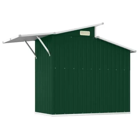 vidaXL Storage Shed Outdoor Garden Shed for Furniture Storage Galvanized Steel - Green image {5}